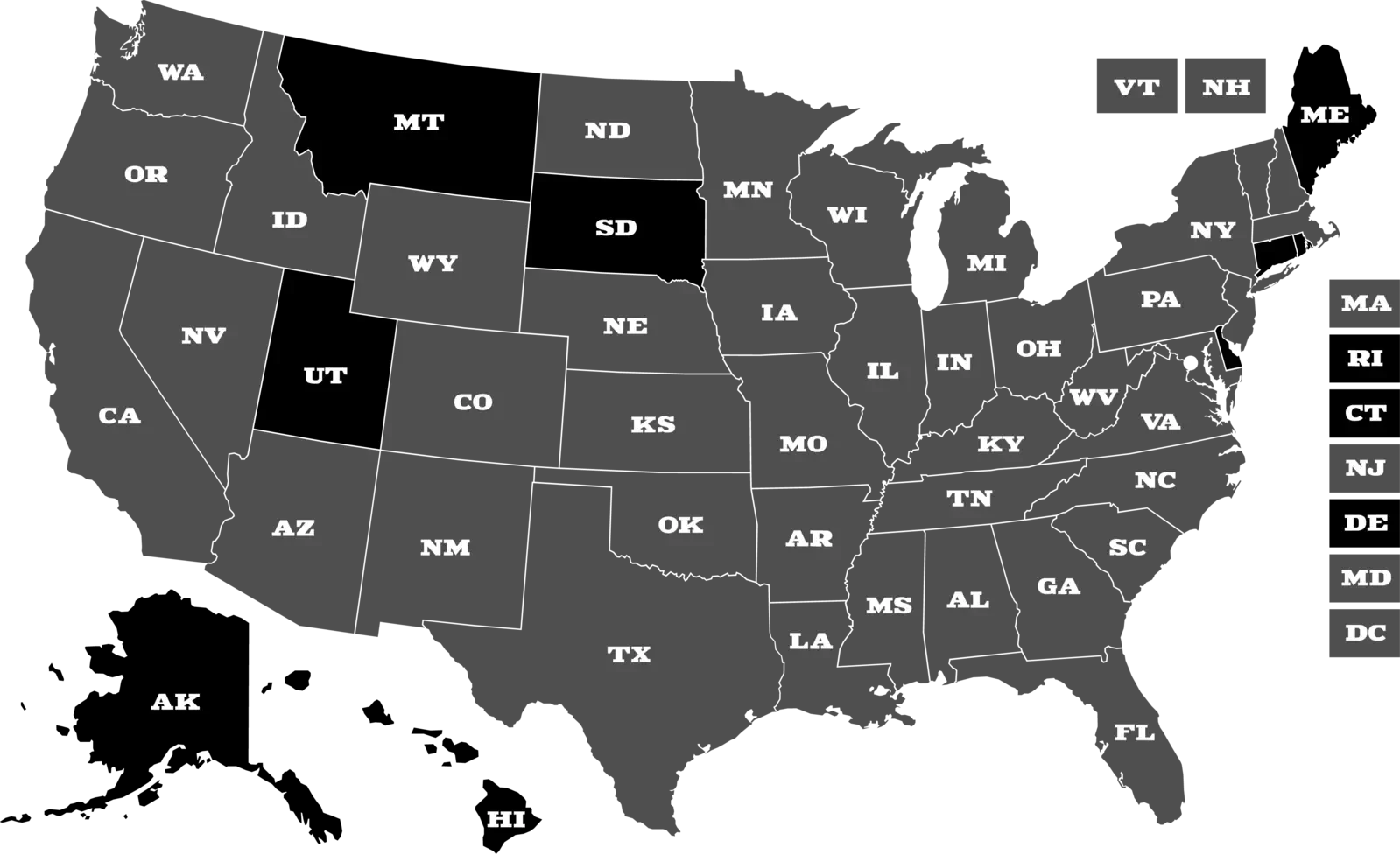 map of states wine and cider are shipped to